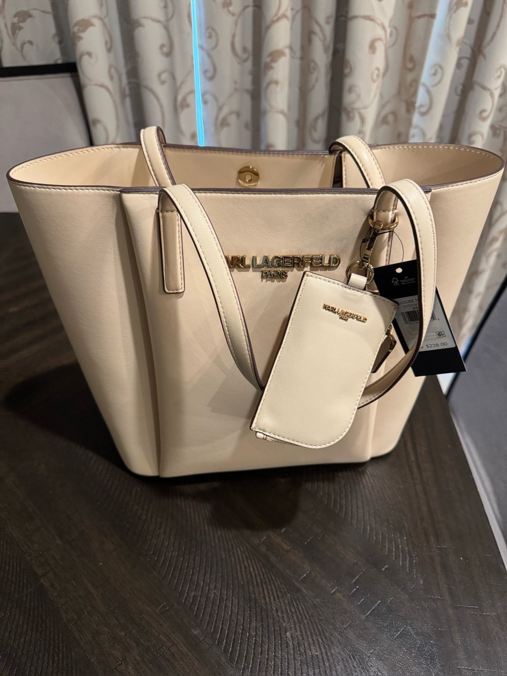 Karl Lagerfeld Leather Louise Tote with Detachable Pouch
